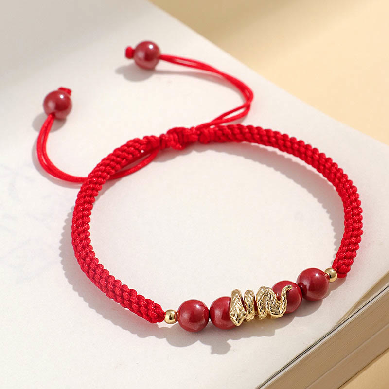 Year of Snake Cinnabar Protection Bracelet with Red String