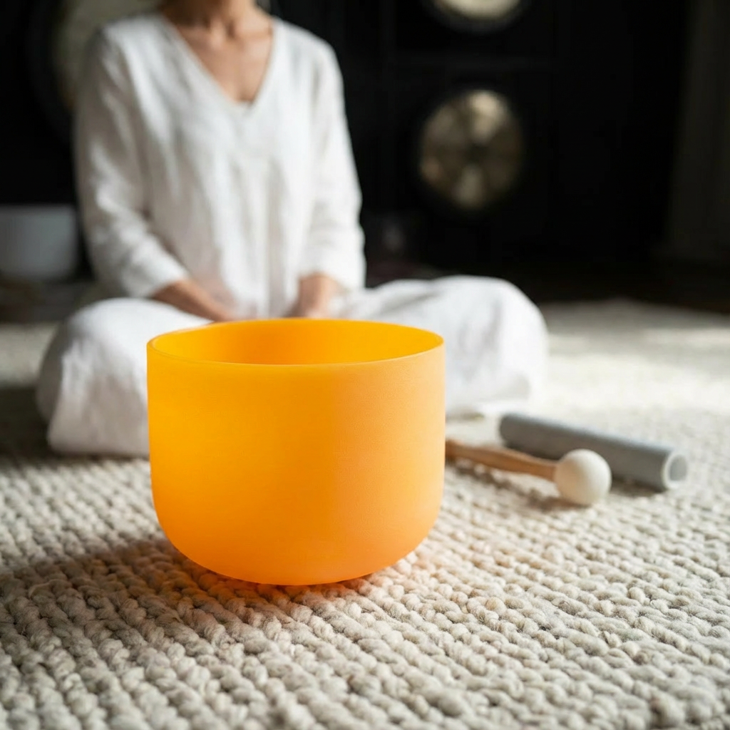 Yellow E Note Solar Plexus Chakra Crystal Singing Bowl