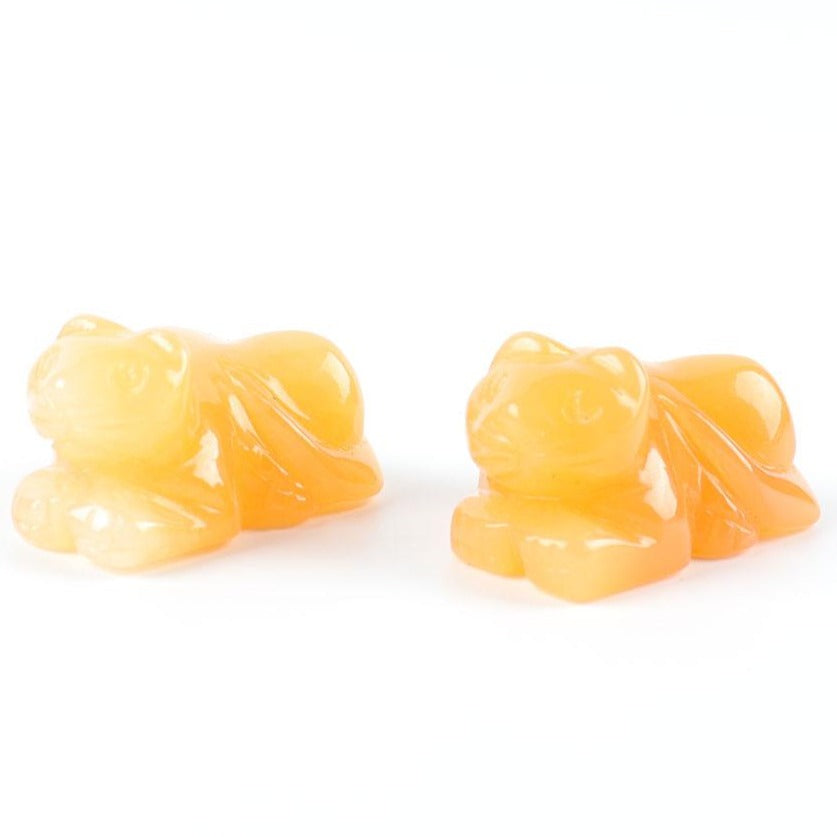 Yellow Jade Crystal Cat Carving 1.5 Inch Figurine
