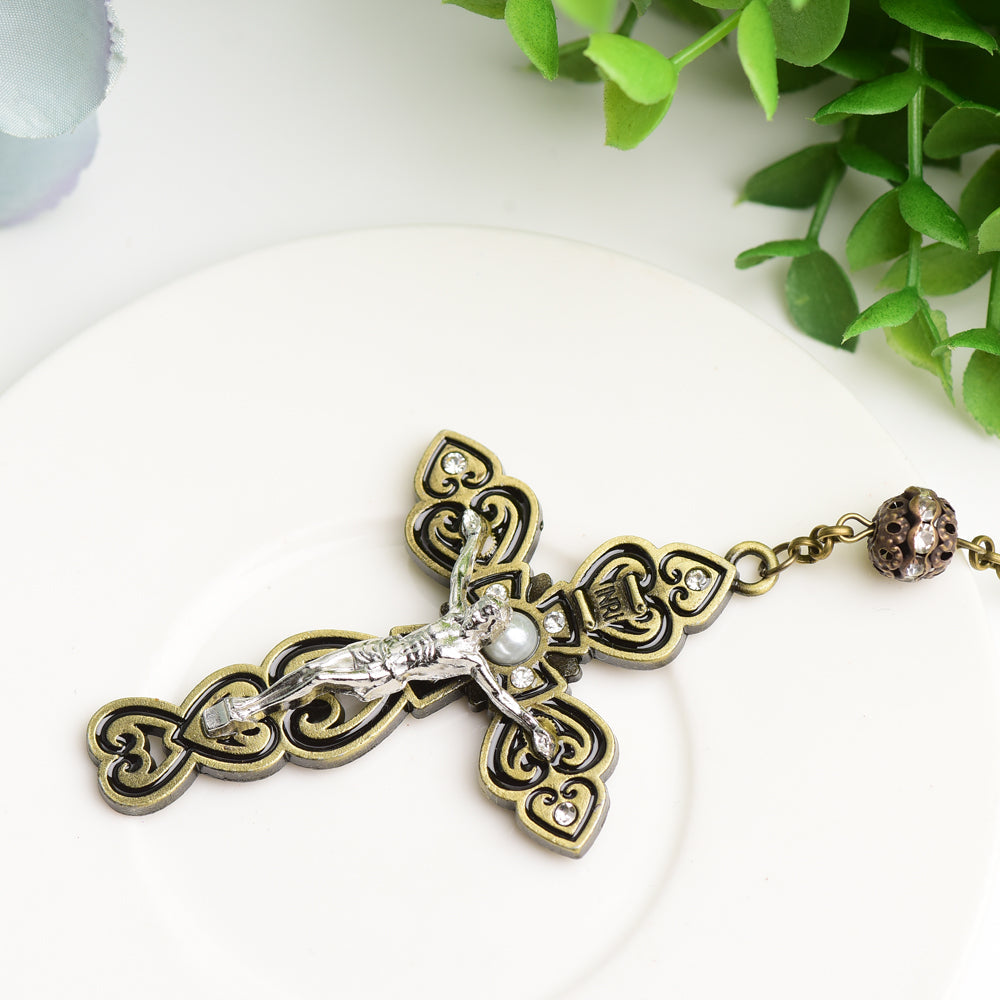 Yellow Tiger Eye Protection Necklace with Cross Pendant