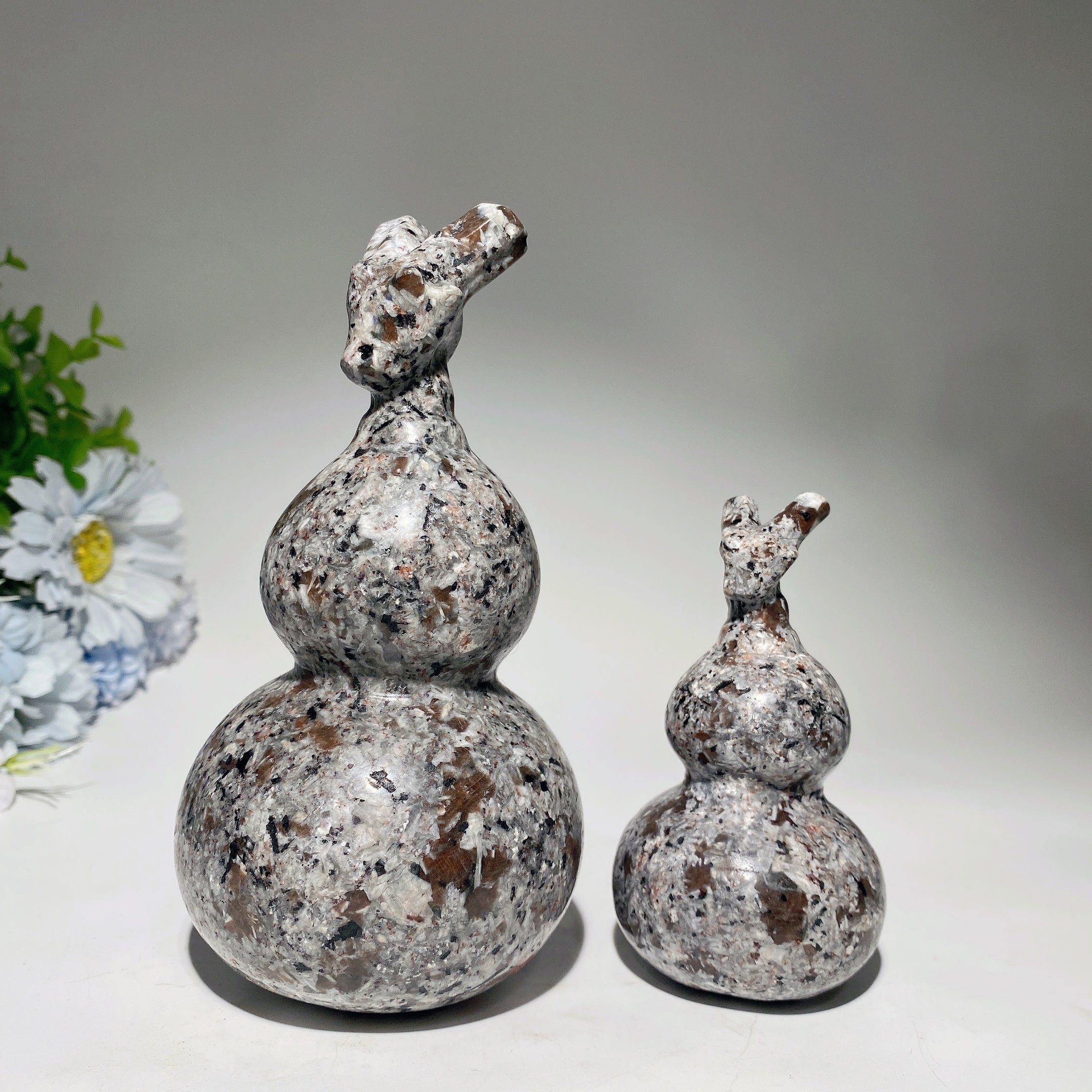 Yooperlite and Black Obsidian Gourd Crystal Figurines 3.8-5.8 inch
