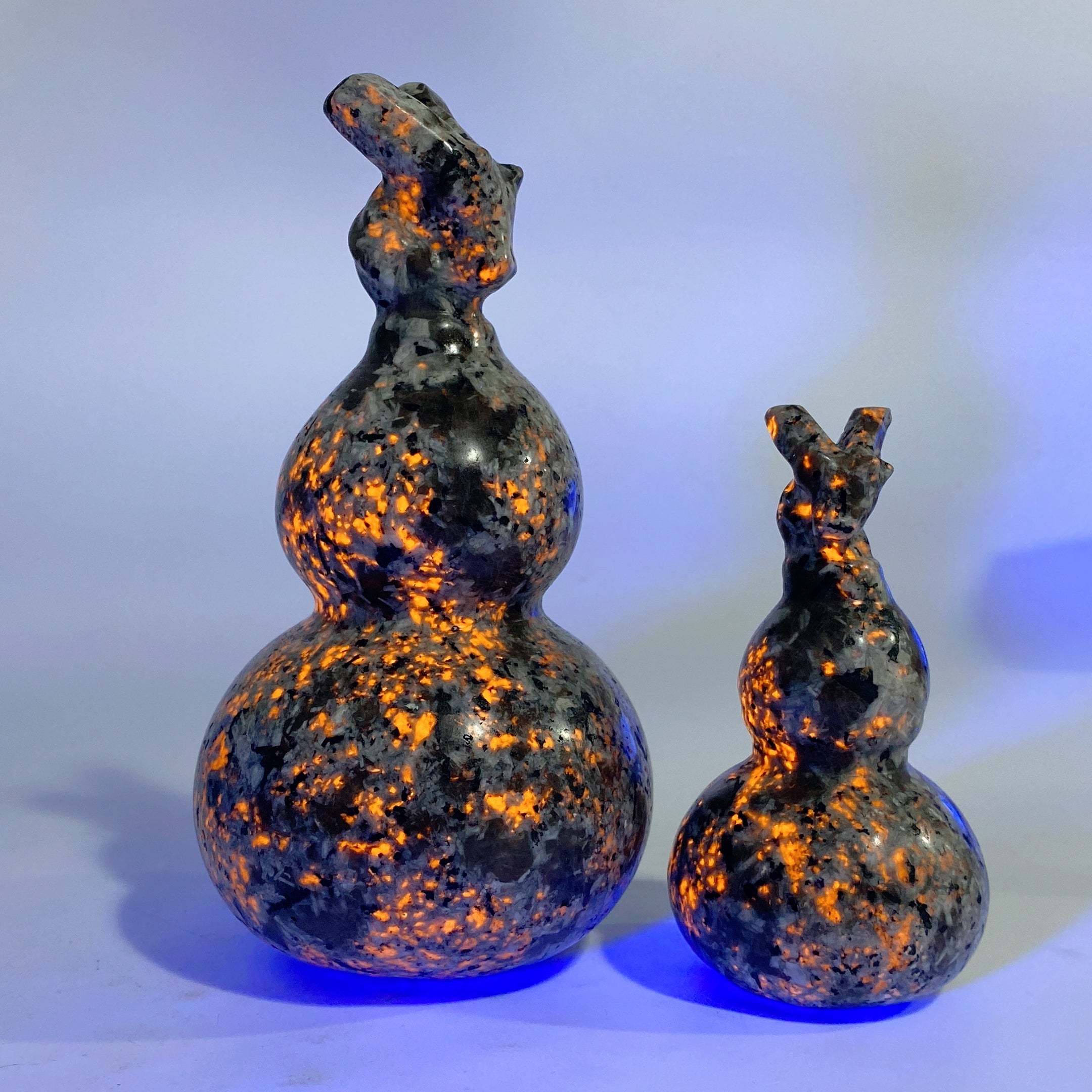Yooperlite and Black Obsidian Gourd Crystal Figurines 3.8-5.8 inch