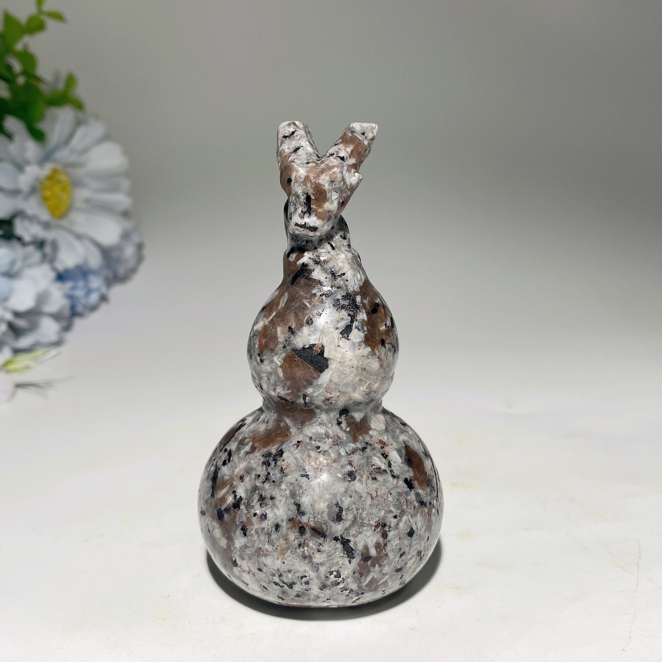 Yooperlite and Black Obsidian Gourd Crystal Figurines 3.8-5.8 inch