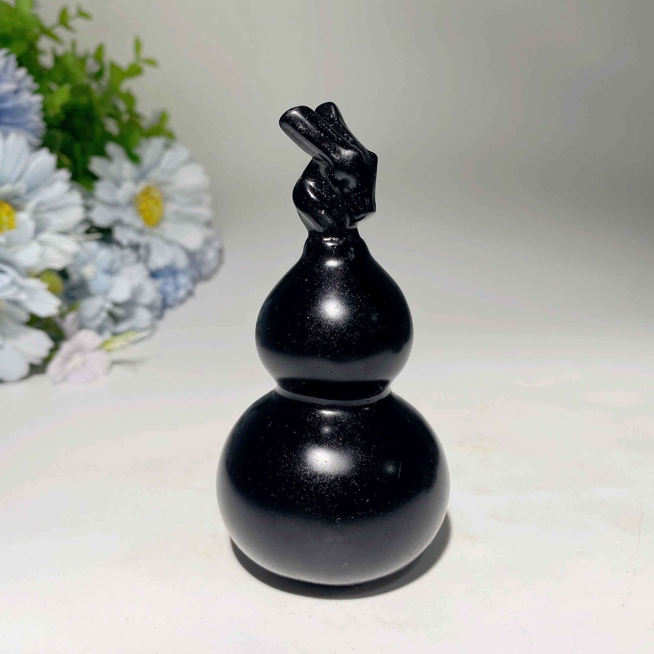 Yooperlite and Black Obsidian Gourd Crystal Figurines 3.8-5.8 inch