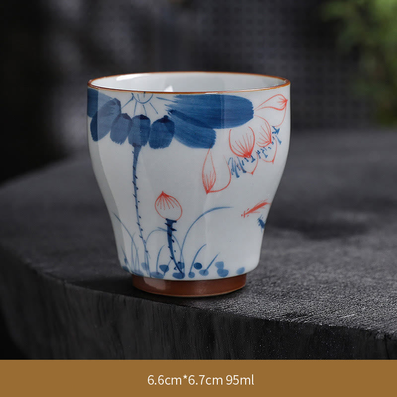 Zen Lotus Bamboo Ceramic Teacup for Meditation & Renewal