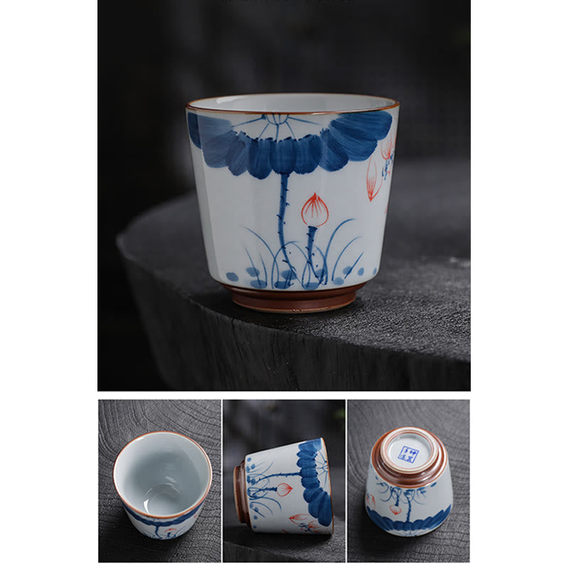 Zen Lotus Bamboo Ceramic Teacup for Meditation & Renewal