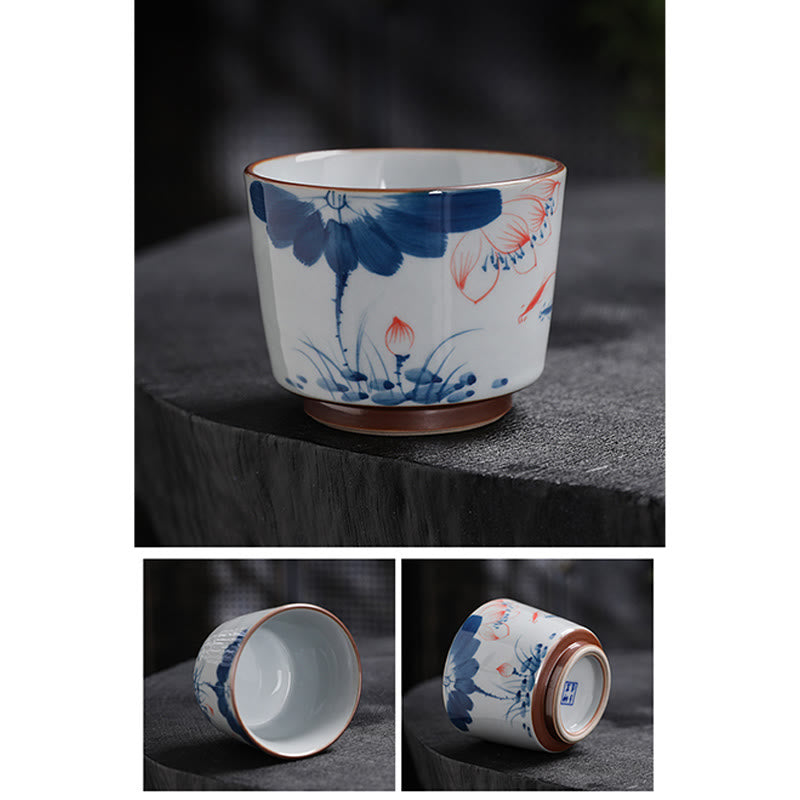 Zen Lotus Bamboo Ceramic Teacup for Meditation & Renewal