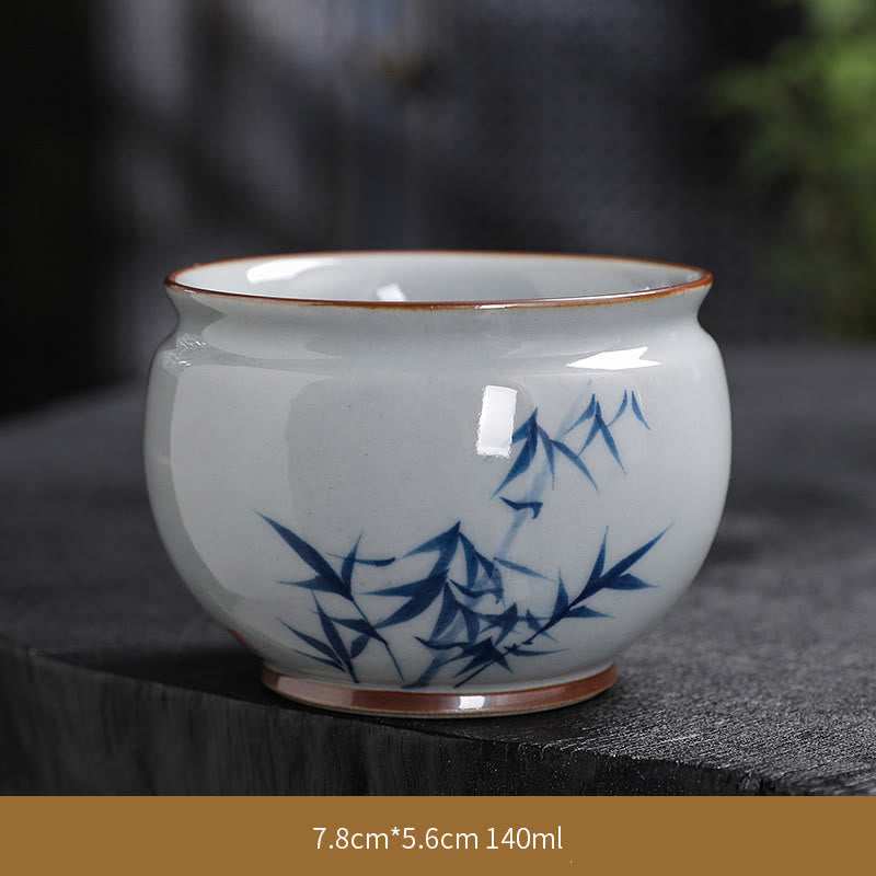 Zen Lotus Bamboo Ceramic Teacup for Meditation & Renewal