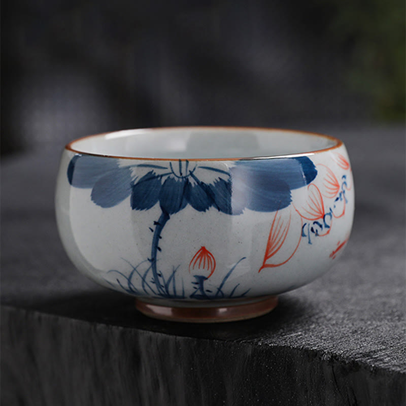 Zen Lotus Bamboo Ceramic Teacup for Meditation & Renewal