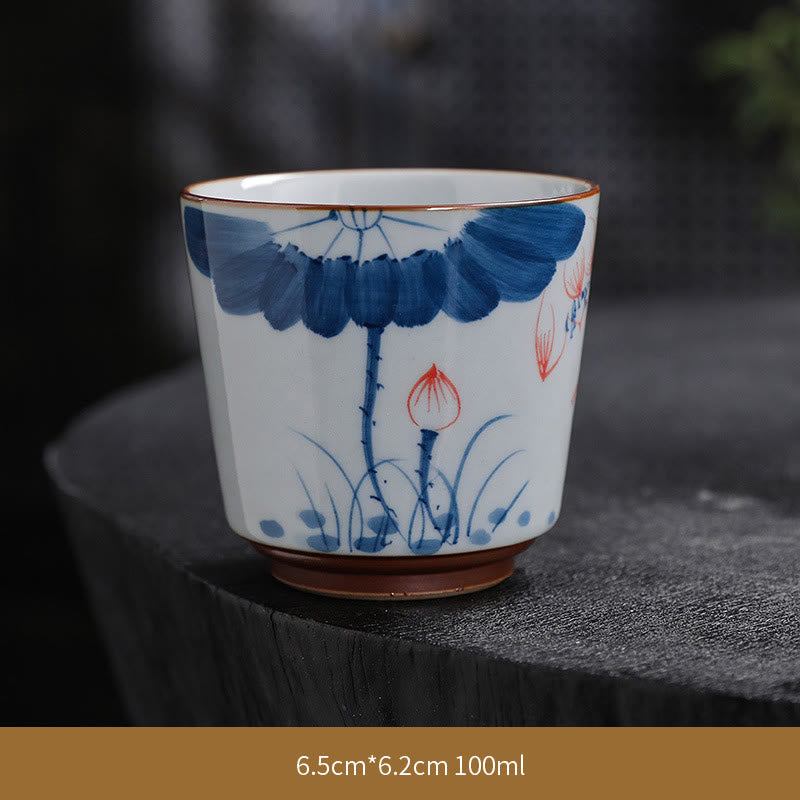 Zen Lotus Bamboo Ceramic Teacup for Meditation & Renewal