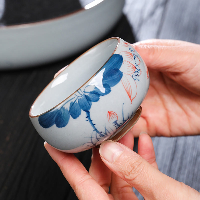 Zen Lotus Bamboo Ceramic Teacup for Meditation & Renewal