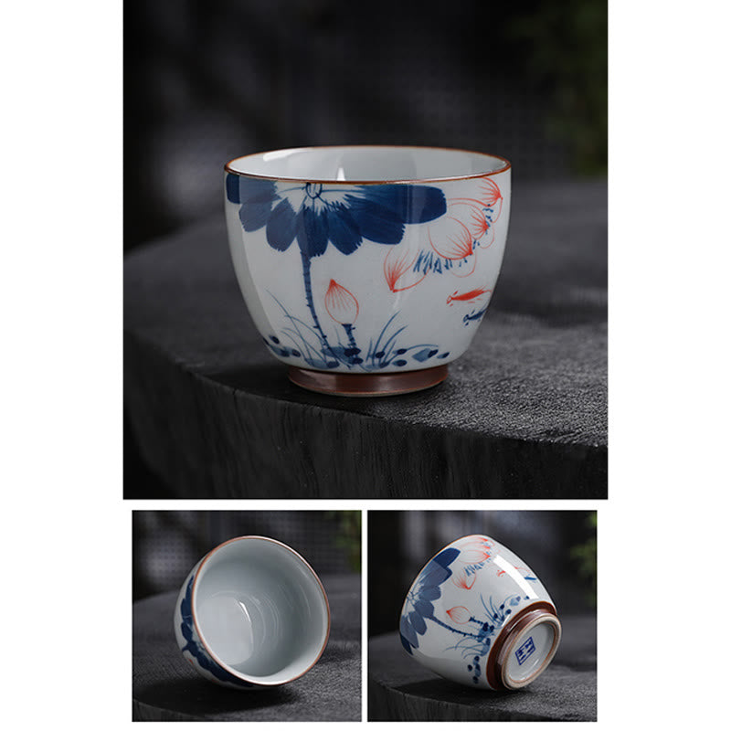 Zen Lotus Bamboo Ceramic Teacup for Meditation & Renewal