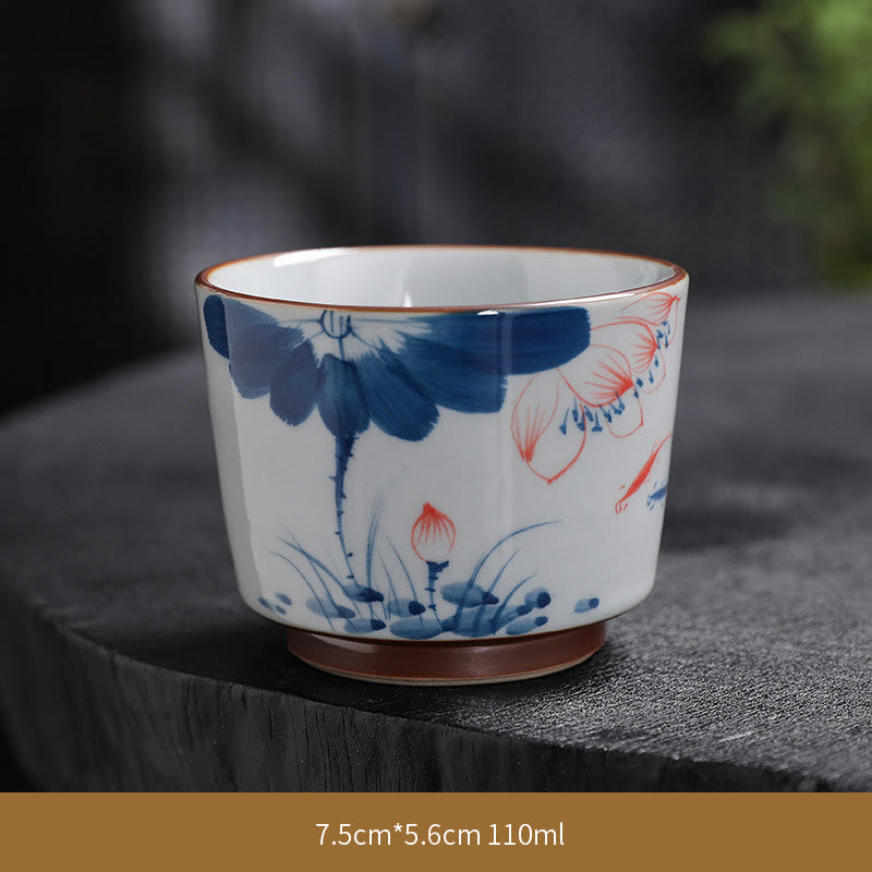 Zen Lotus Bamboo Ceramic Teacup for Meditation & Renewal