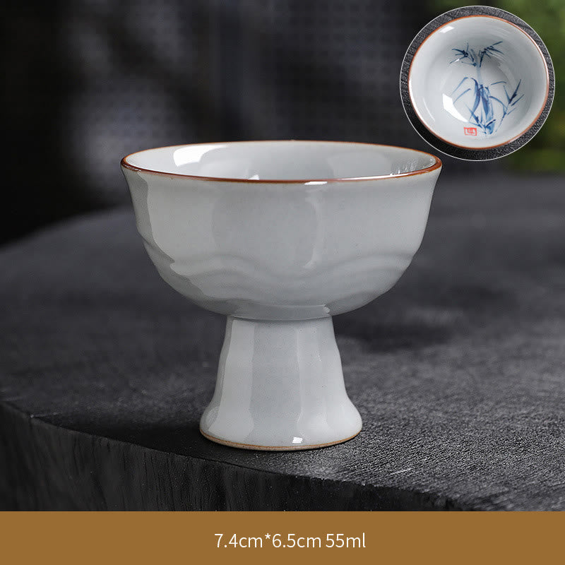 Zen Lotus Bamboo Ceramic Teacup for Meditation & Renewal