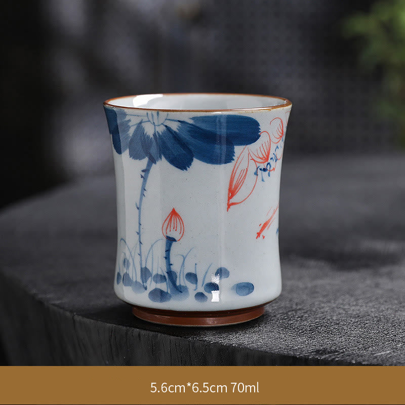 Zen Lotus Bamboo Ceramic Teacup for Meditation & Renewal