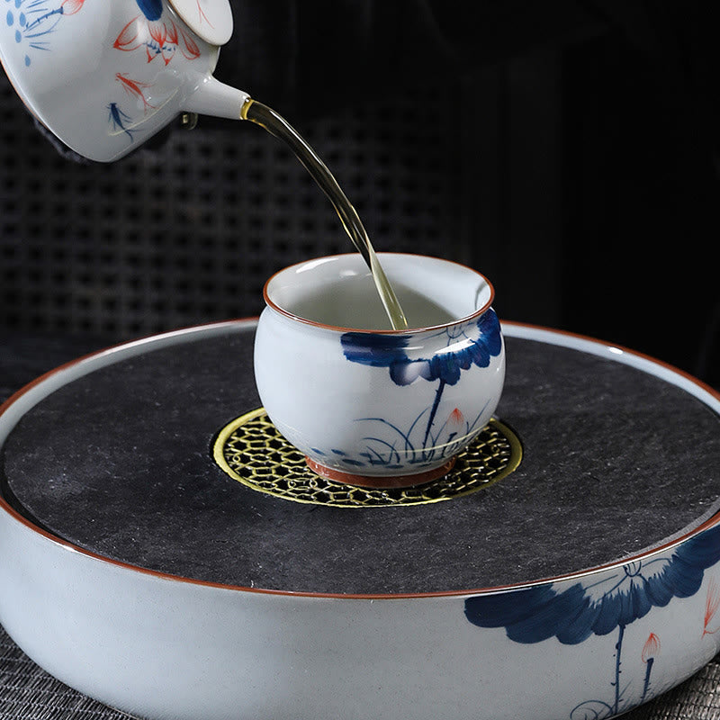 Zen Lotus Bamboo Ceramic Teacup for Meditation & Renewal