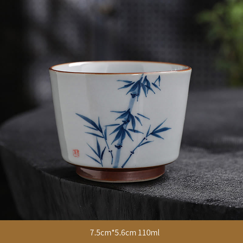 Zen Lotus Bamboo Ceramic Teacup for Meditation & Renewal