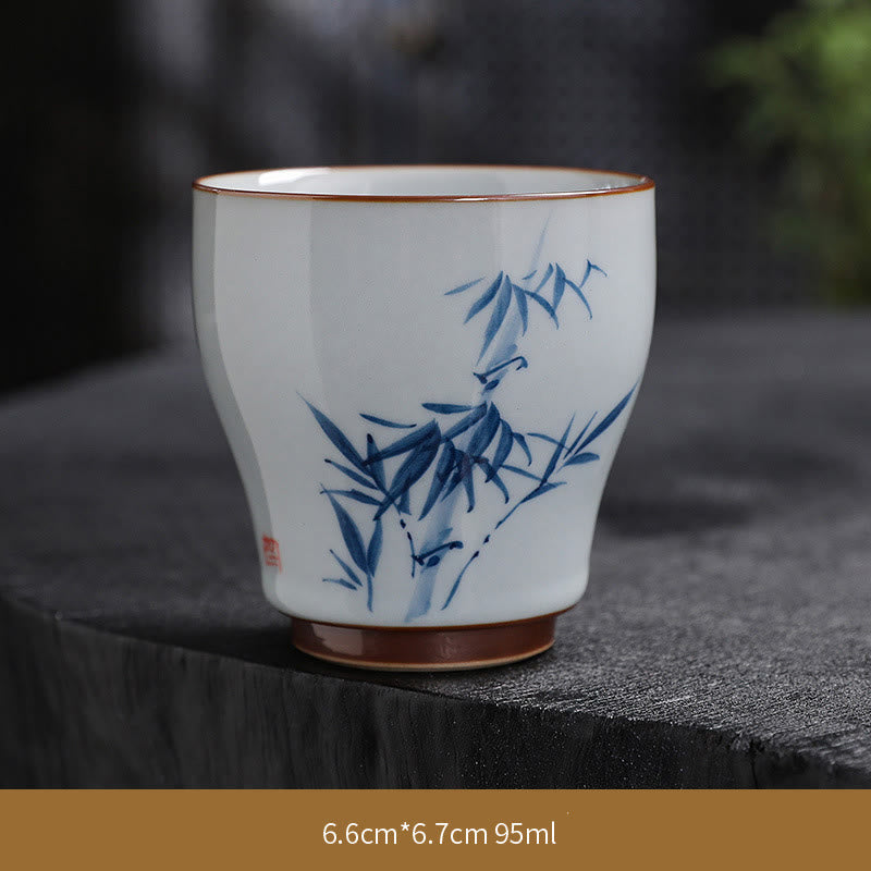Zen Lotus Bamboo Ceramic Teacup for Meditation & Renewal