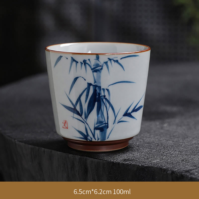 Zen Lotus Bamboo Ceramic Teacup for Meditation & Renewal