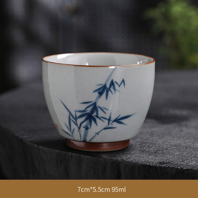 Zen Lotus Bamboo Ceramic Teacup for Meditation & Renewal