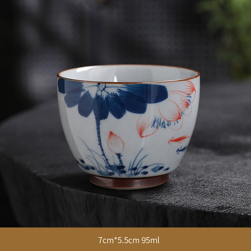 Zen Lotus Bamboo Ceramic Teacup for Meditation & Renewal