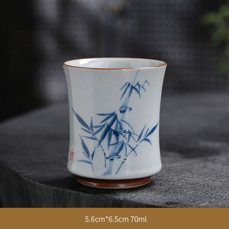 Zen Lotus Bamboo Ceramic Teacup for Meditation & Renewal