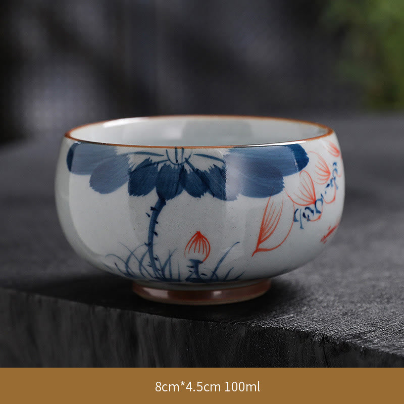 Zen Lotus Bamboo Ceramic Teacup for Meditation & Renewal