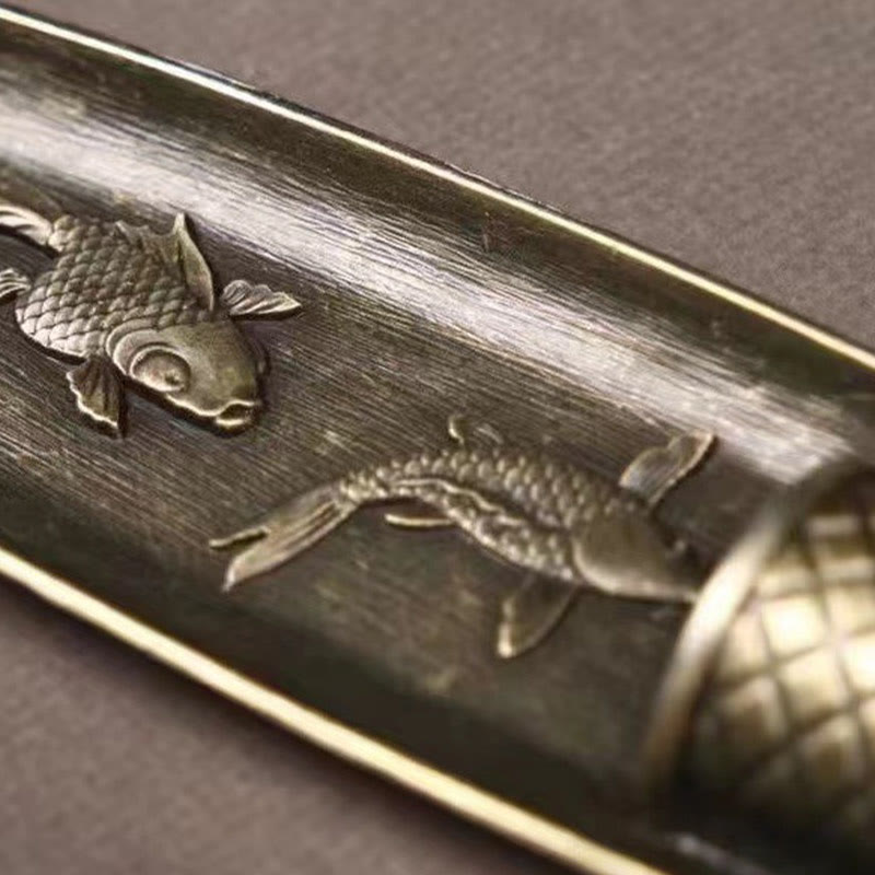 Zinc Alloy Fisherman Koi Fish Incense Burner 21.7cm