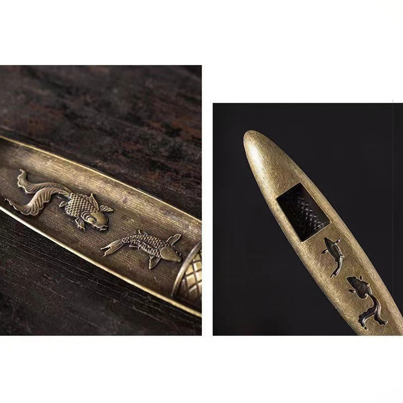 Zinc Alloy Fisherman Koi Fish Incense Burner 21.7cm