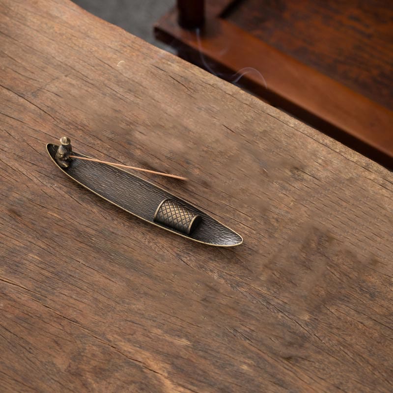 Zinc Alloy Fisherman Koi Fish Incense Burner 21.7cm