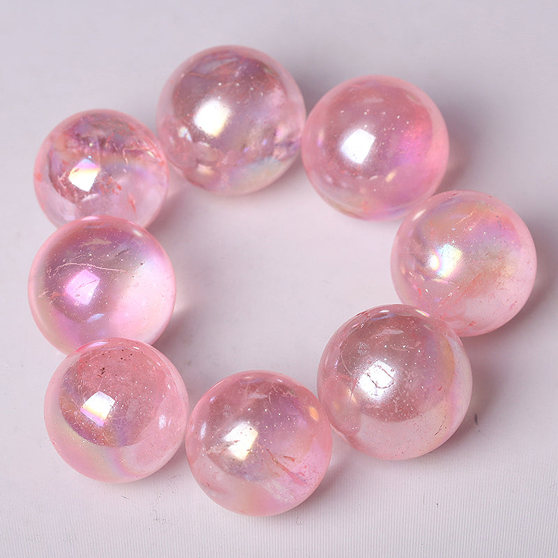 0.25kg Aura Rose Quartz Crystal Sphere 15mm Healing Orb
