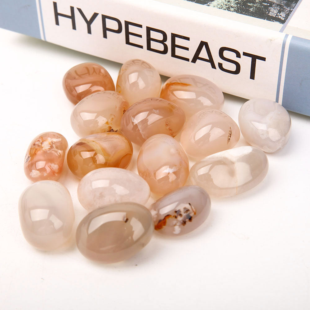0.25kg Flower Agate Tumbled Stones 2.5-3.5cm Polished