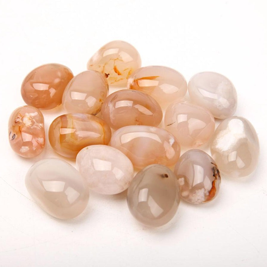 0.25kg Flower Agate Tumbled Stones 2.5-3.5cm Polished