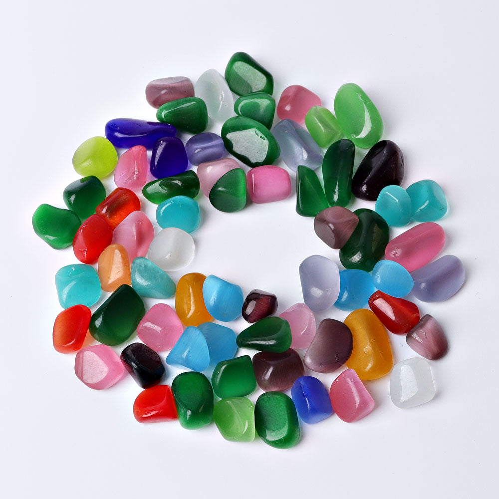 0.5kg Mixed Colorful Cat's Eye Crystal Tumbled Stones Collection
