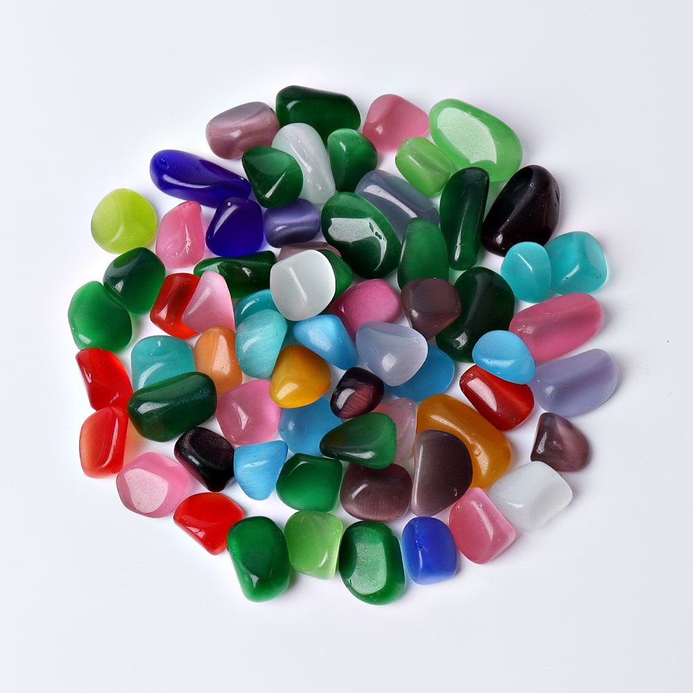 0.5kg Mixed Colorful Cat's Eye Crystal Tumbled Stones Collection