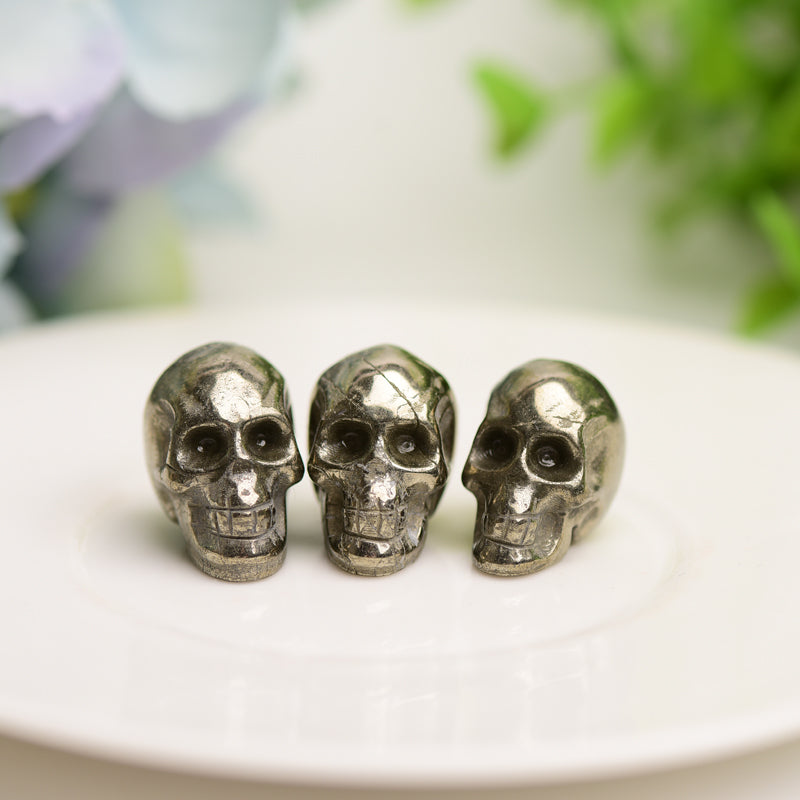 0.8 inch Pyrite Crystal Skull for Spiritual Healing