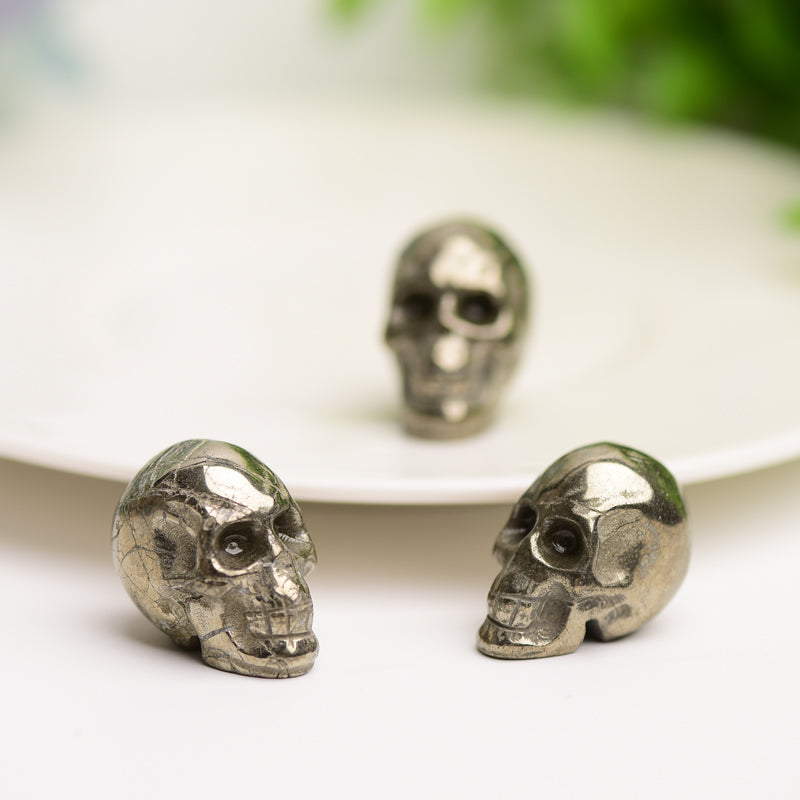 0.8 inch Pyrite Crystal Skull for Spiritual Healing