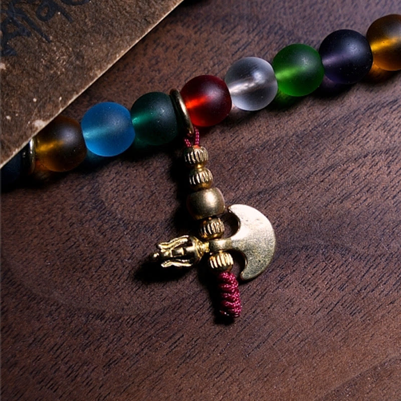 108 Bead Liuli Glass Mala Bracelet with Chinese Zodiac Charms