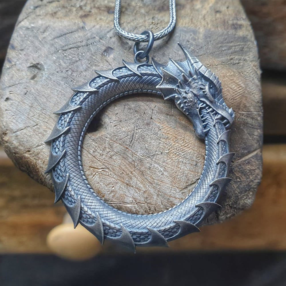 Pure Tin Dragon Protection Necklace | Strength & Luck Symbol