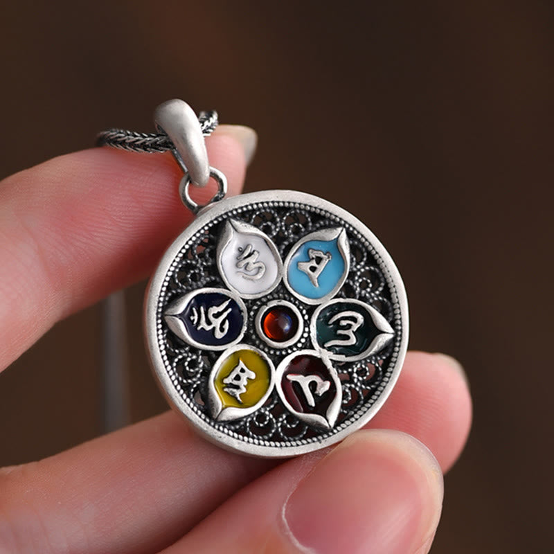 Om Mani Padme Hum Necklace | Copper Silver Tibetan Pendant