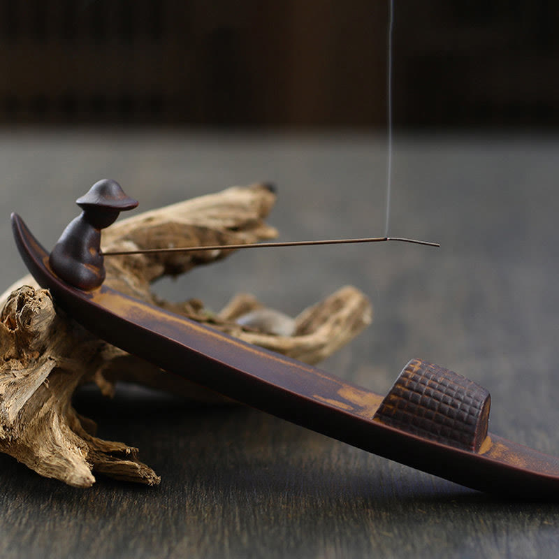 Ceramic Meditation Incense Burner | Lonely Fisherman Design