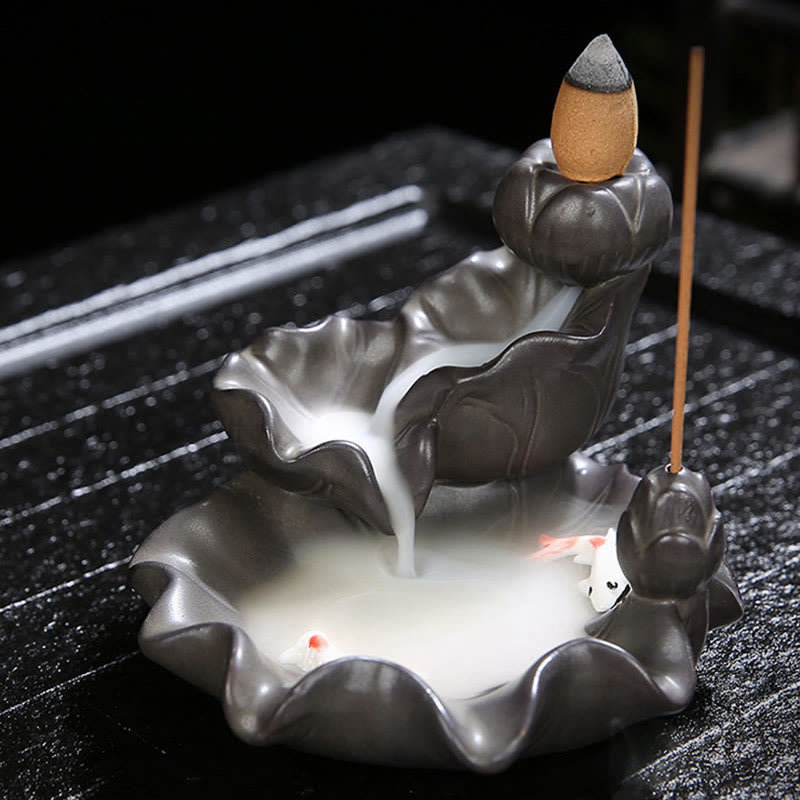 Koi Fish Purple Clay Zen Incense Burner for Luck & Calm