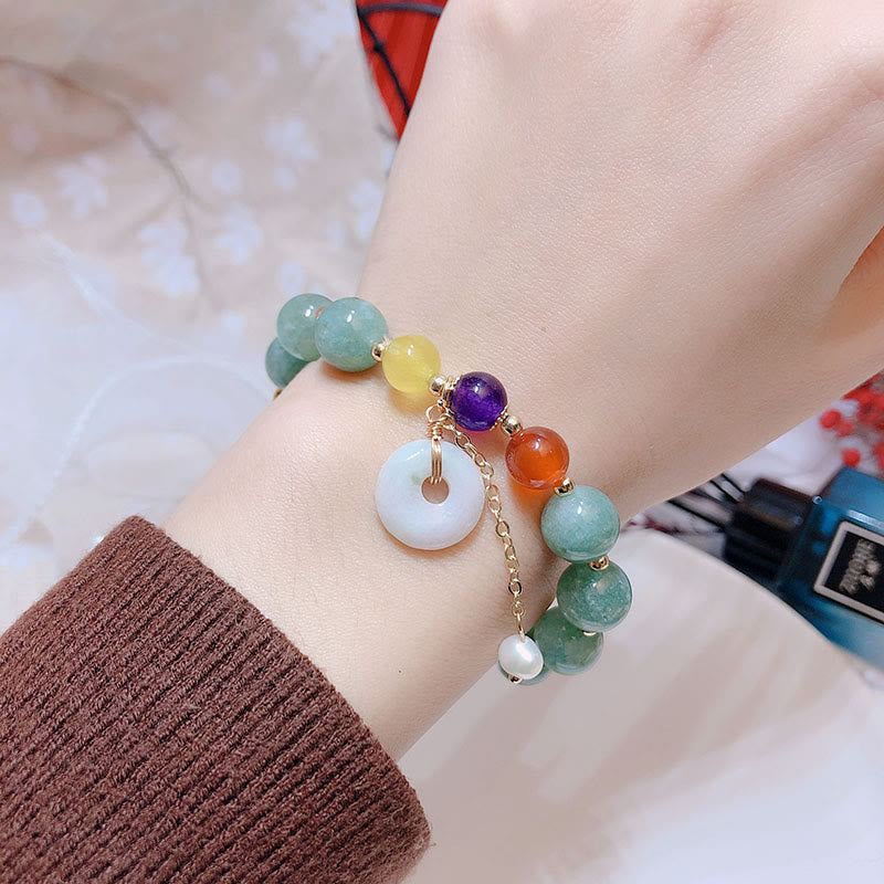 Jade Red Agate Peace Buckle Confidence Bracelet