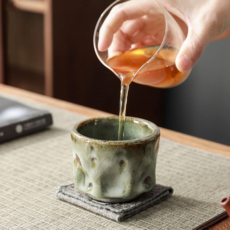 Handcrafted Jianzhan Ceramic Teacup 110ml with Cracked Ice Texture