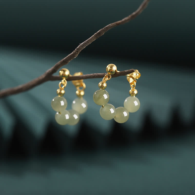 925 Sterling Hetian Jade Red Agate Abundance Earrings