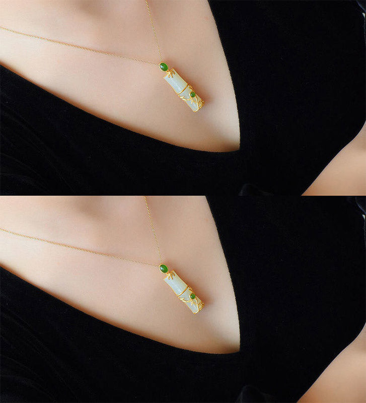 Unisex White Jade Cyan Jade Protection Necklace