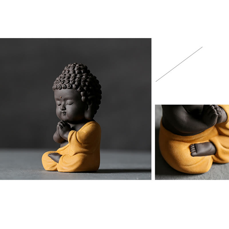 Small Purple Clay Buddha Statue for Home Serenity