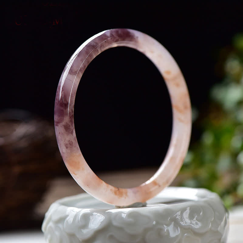 Purple Golden Silk Jade Bangle Bracelet for Wealth & Luck