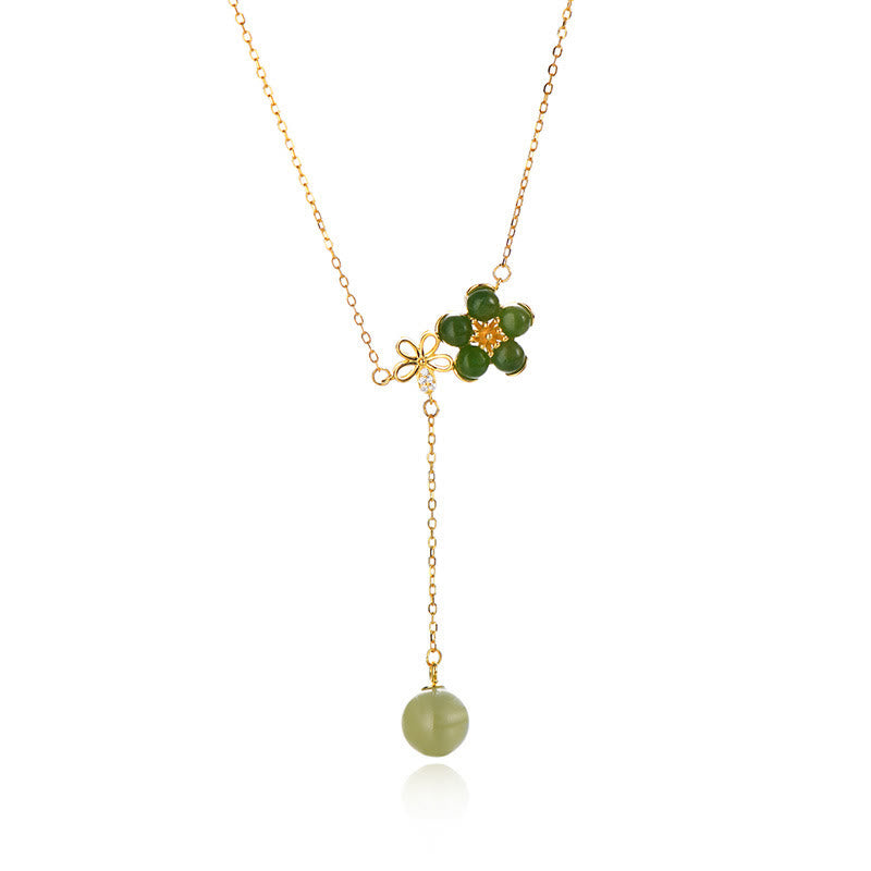 Hetian Cyan Jade Luck Necklace in 925 Silver | Healing Sounds