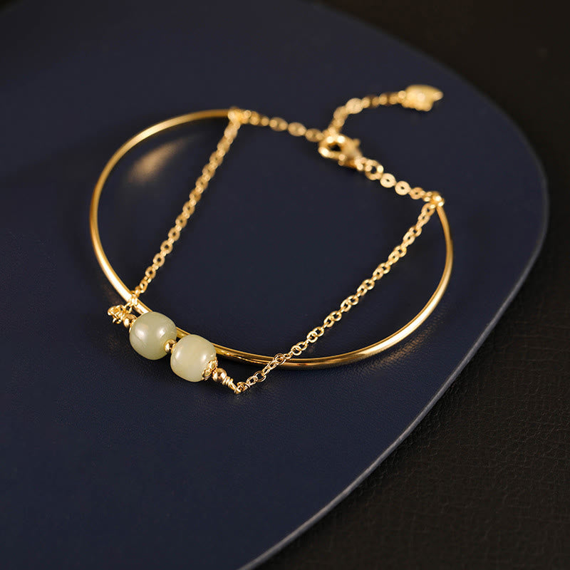 Copper Gold Hetian Jade Luck Double Layer Bracelet